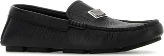 Dolce & Gabbana Mens Leather Moccasin Black Deer
