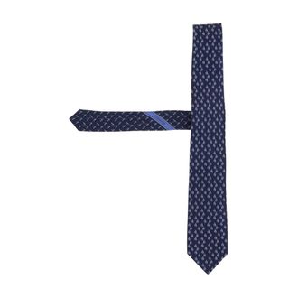 Ferragamo Silk Tie with Patterned Design - male - Ferragamo - Ties - Blue - ONE SIZE - Accessories