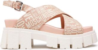 Love Moschino Schoenen, Dames, Roze, 38 EU, Lichtroze Platte Sandalen