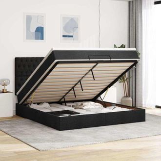vidaXL Vidaxl - Estructura De Cama Otomana Con Colch&oacute;n Tela Negra 160x200 Cm