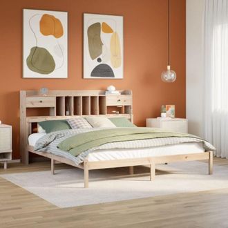 vidaXL Cama Con Estanter&iacute;a Sin Colch&oacute;n Madera Maciza De Pino 180x200cm Vidaxl