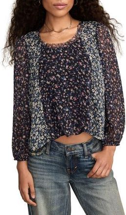 Lucky Brand Mixed Print Swing Top in Blue Floral Combo at Nordstrom Rack, Size Xx-Large