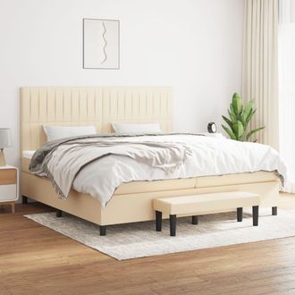 vidaXL Vidaxl - Cama Box Spring Con Colch&oacute;n Tela Color Crema 200x200 Cm