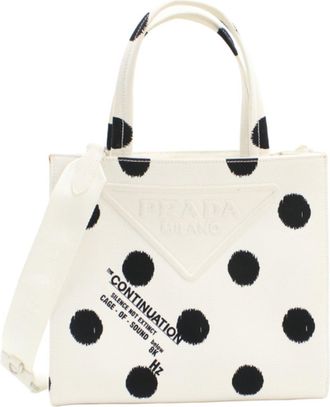Prada White Canvas Tote Bag (Pre-Owned)