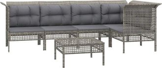 vidaXL Set De Muebles De Jard&iacute;n 6 Pzas Y Cojines Rat&aacute;n Sint&eacute;tico Gris Vidaxl