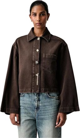 Vicolo Giacca in denim con bottoni gioiello - - Jackets - Donna - Marrone - M