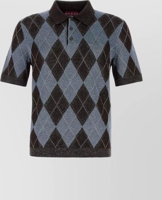 Gucci embroidered wool blend polo shirt