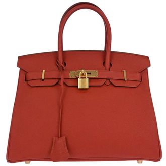 Herm&egrave;s Birkin Red Togo With Gold Hardware Red Leather Handbag (Pre-Owned)
