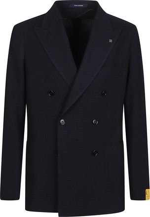 Tagliatore Montecarlo Black Virgin Wool Double-Breasted Blazer