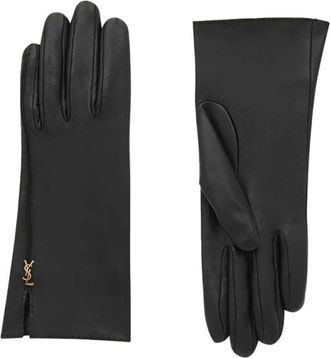 Saint Laurent Gloves, female, Black, Size: 8 IN Cassandre Gloves