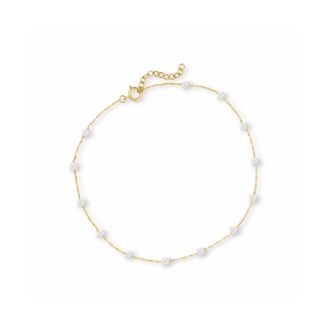 RS Pure by Ross-Simons 3-3.5mm Cultured Pearl Station Anklet in 10kt Yellow Gold
