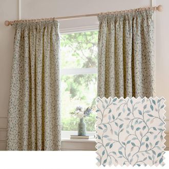 Voyage Maison Cervino Jacquard Pencil Pleat Curtain Pair in Blue | Size: 229 cm width x 137 cm drop