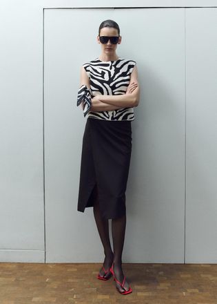 Mango Top maglia stampato nero - Donna - XS - MANGO