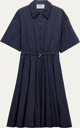 Prada Drawstring Pleated Midi Dress