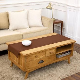 Solino Home Linen Table Runner for Dining Table, Holiday and Everyday Table Decor - Classic Hemstitch in Brown at Nordstrom, Size Xx-Small