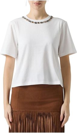 Ermanno Scervino T-shirt con cristalli - Dames - T-shirts - Wit - 2XS - Katoen - Tops