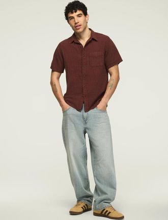Lucky Brand Mens Short Sleeve Double Gauze Shirt