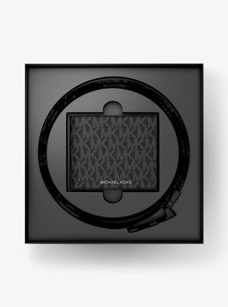 Michael Kors Signature Logo Wallet and Belt Gift Set