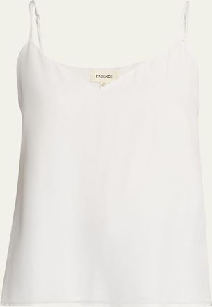 L'agence Jane V-Neck Spaghetti-Strap Silk Tank