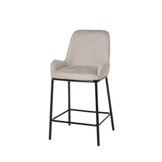 Koketto Home Taburete bajo en gris claro con patas de metal negro