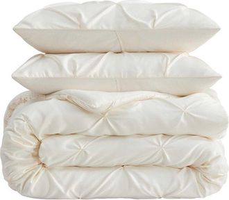 Laura Ashley Solid Satin Pintuck Comforter Set