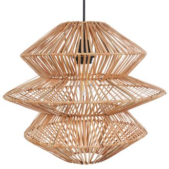 Beliani L&aacute;mpara Colgante Pantalla De Rat&aacute;n Base De Hierro Estilo Boho Natural Anduki