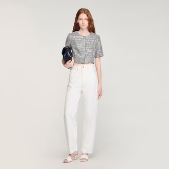 Sandro Cropped houndstooth tweed jacket