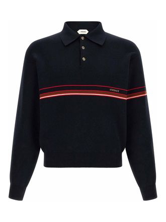 Versace Inlaid striped polo shirt