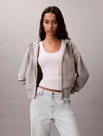 Calvin Klein Cropped hoodie met monogram en rits