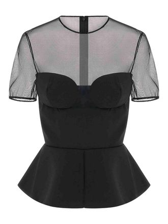 Nensi Dojaka Tailored Bustier With Sheer Neckline Top