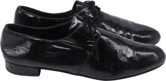 Prada Lace-Up Loafers in Black Patent Leather