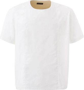 Emporio Armani Oversized T-shirt met zijsluiting - Heren - T-shirts - Wit - L - Katoen - Tops