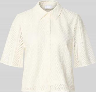 Comma Regular Fit Hemdbluse in Spitzen-Optik in Weiss, Gr&ouml;&szlig;e 34