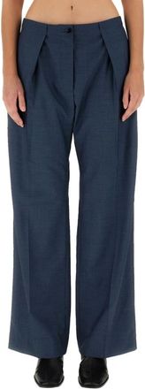 Acne Studios Button Closure Two Side P - Dames - Wijde Broeken - Blauw - M - Broeken
