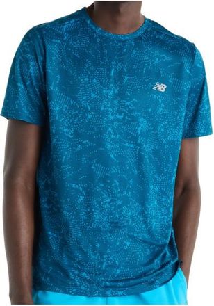 New Balance Sport Essential Printed T-Shirt Laufshirt f&uuml;r Herren | blau