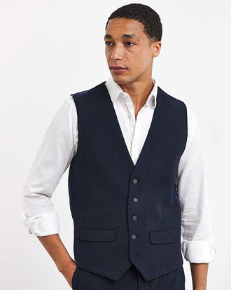 Jacamo Navy Wool Blend Waistcoat