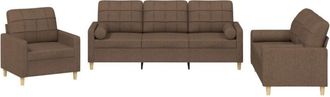 vidaXL Vidaxl - Juego De Sof&aacute;s Con Cojines 3 Piezas Tela Marr&oacute;n