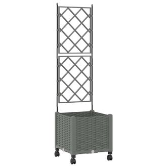vidaXL Jardinera Con Enrejado Y Ruedas Gris Claro 40 X 40 X 149 Cm Pp Vidaxl