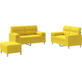 vidaXL Juego De Sof&aacute;s Con Cojines 3 Piezas Tela Amarillo Claro Vidaxl