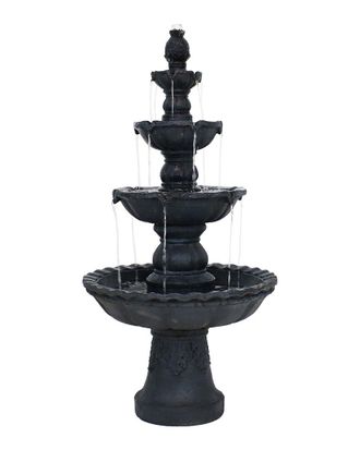 Sunnydaze 4-Tier Pineapple Outdoor Water Fountain Black Finish Patio Feature-52In