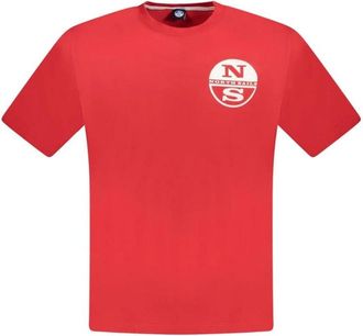 North Sails Tops, Heren, Rood, L, Katoen, Rode Crew Neck Tee Klassieke Pasvorm