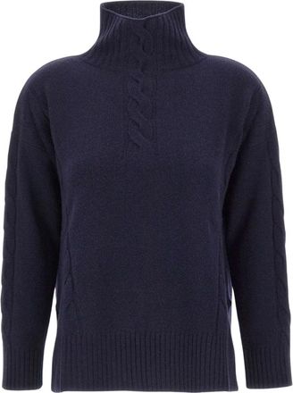 KANGRA Trui met hoge hals en kabelsteek - Dames - Coltruien - Blauw - L - Wol - Truien & Vesten