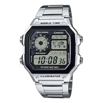 Casio Youth Series Standard Stainless Steel Sliver Quartz Waterproof Mens Silver Digital AE-1200WHD-1AV