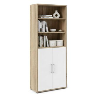 Dmora Dmora - Aparador Valsesia, Buf&eacute; De Sal&oacute;n, Aparador De Sal&oacute;n, Despensa De Cocina, 89x40 H222 Cm, Roble Y Blanco