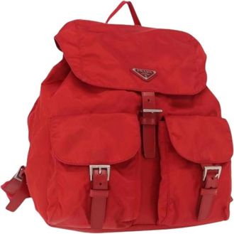 Prada Pre-owned Backpacks, female, Red, Size: ONE SIZE Pre-owned Vintage Leather Backpack