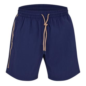 HUGO BOSS Heren Polyester gestreepte zwembroek Relaxed Fit (Marine)