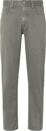 Ermenegildo Zegna Roccia Linnen/Katoenen Broek - Heren - Slim Fit Broeken - Grijs - W30 - Katoen - Broeken