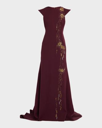 Bibhu Mohapatra Crystal Embellished Cady Trumpet Gown
