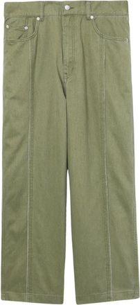 Five CM piped-trim wide-leg jeans - men - Cotton - L - Green