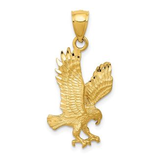 Diamond2Deal 14k Yellow Gold Satin Diamond-cut Eagle Pendant